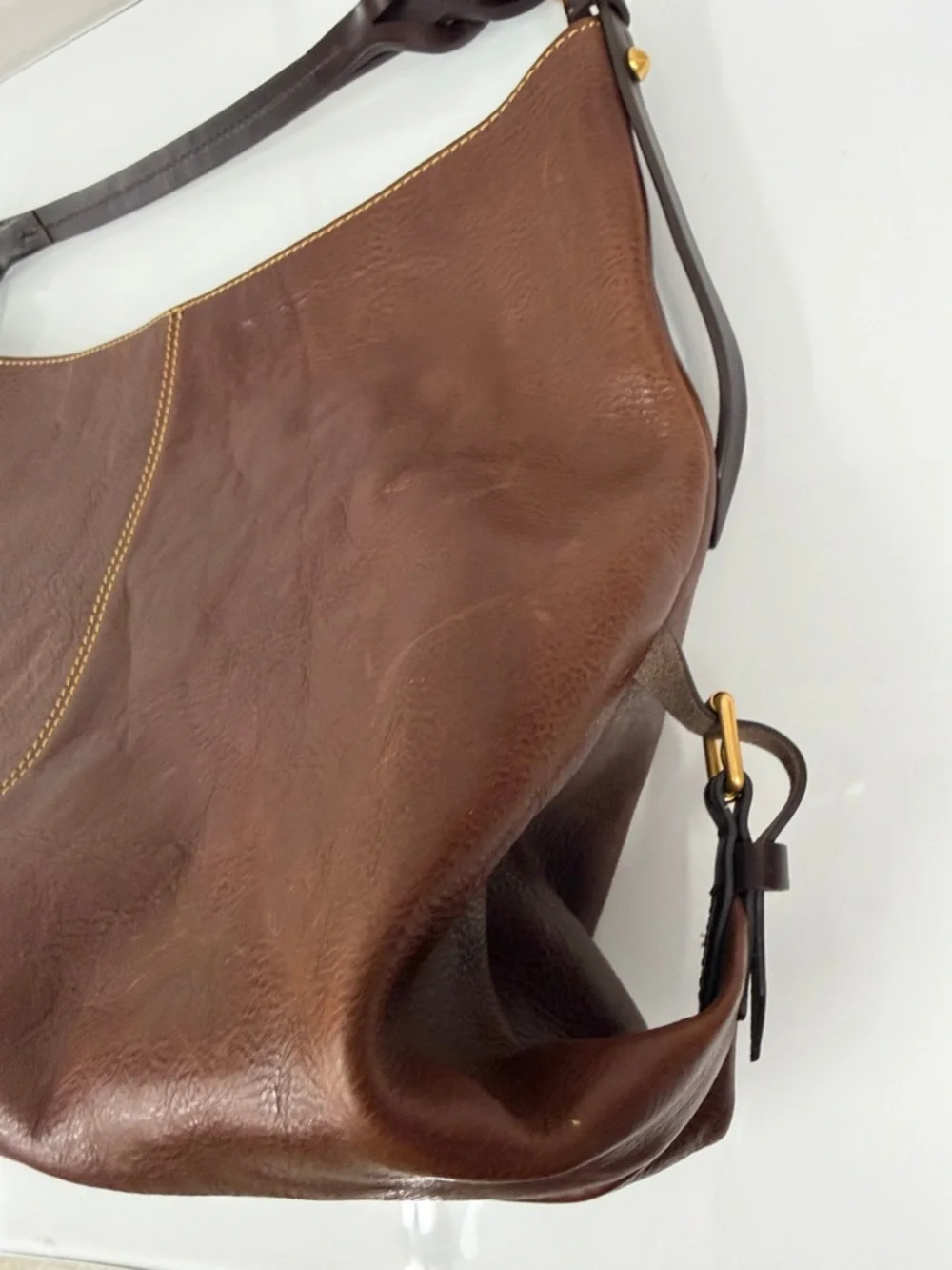 Dooney & Bourke Brown Leather Hobo with Braided Handle florentine large